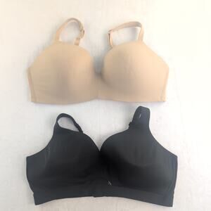 Cacique (2) Lightly Lined No Wire T Shirt Bras Black / Tan 46DD